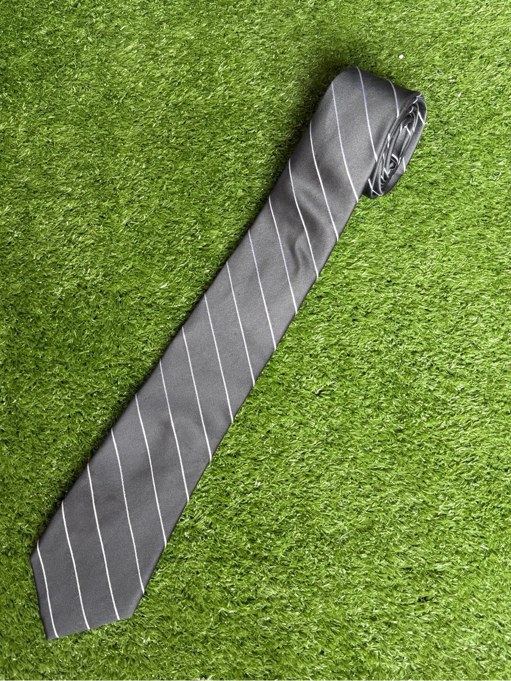 Michael Kors Gray Tie with Subtle White Diagonal Stripes